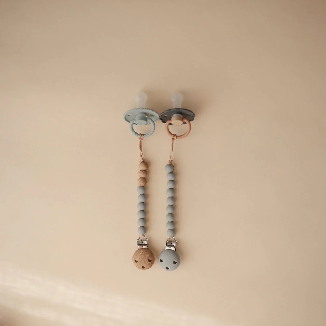Eva Silicone Pacifier Clip - Stone by Mushie & Co - Image 4