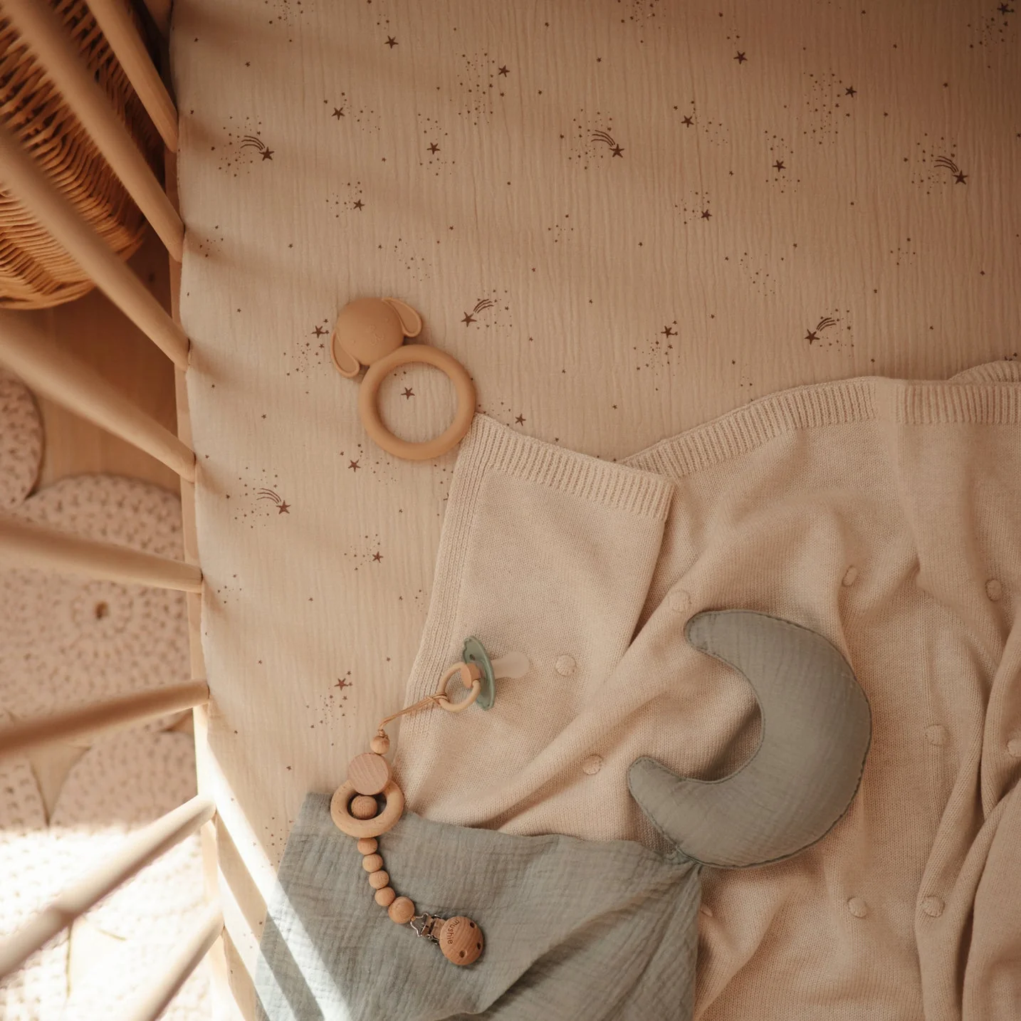 Extra Soft Muslin Crib Sheet - Falling Stars by Mushie & Co - Image 3