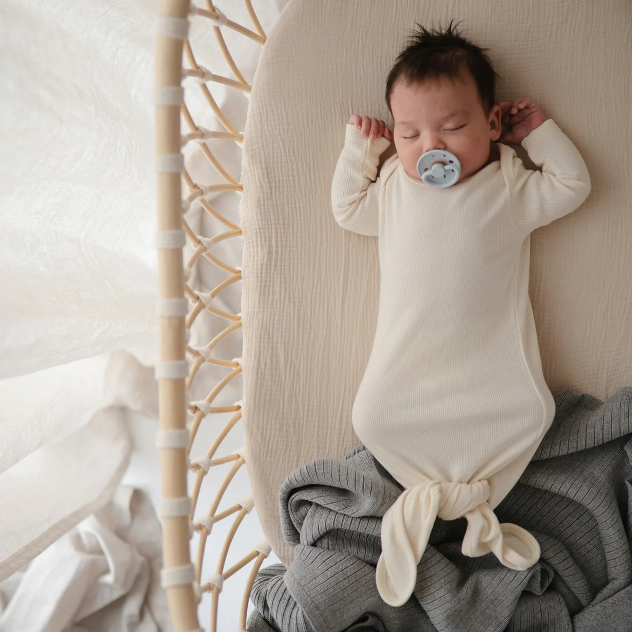 Extra Soft Muslin Crib Sheet - Fog by Mushie & Co - Image 4