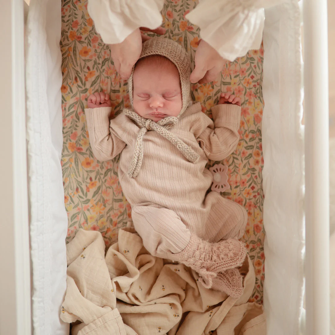 Extra Soft Muslin Crib Sheet - Pastel Blooms by Mushie & Co - Image 3