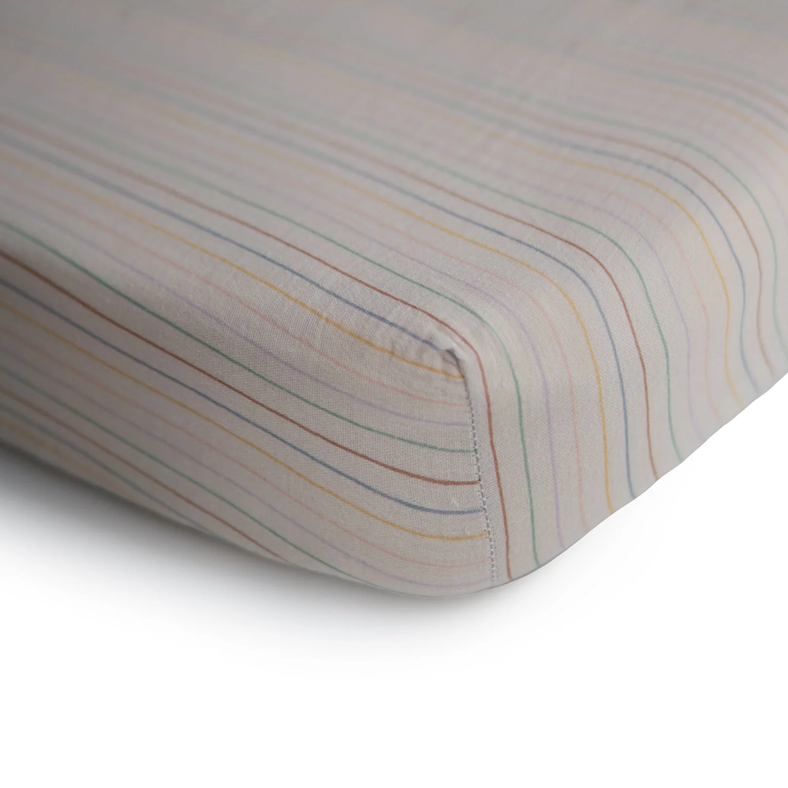 Extra Soft Muslin Crib Sheet - Retro Stripes by Mushie & Co - Image 2