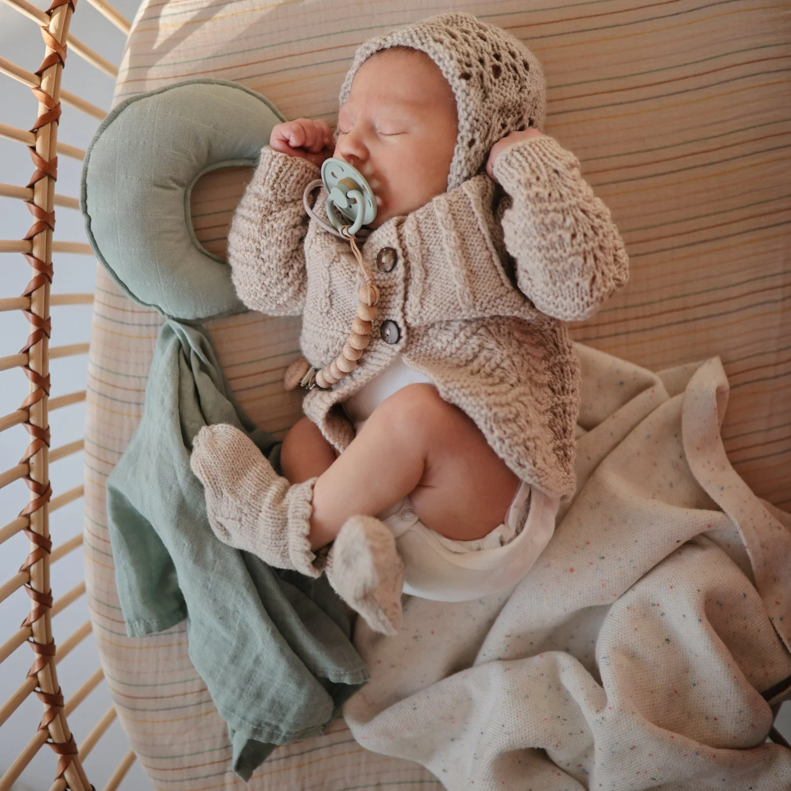 Extra Soft Muslin Crib Sheet - Retro Stripes by Mushie & Co - Image 3