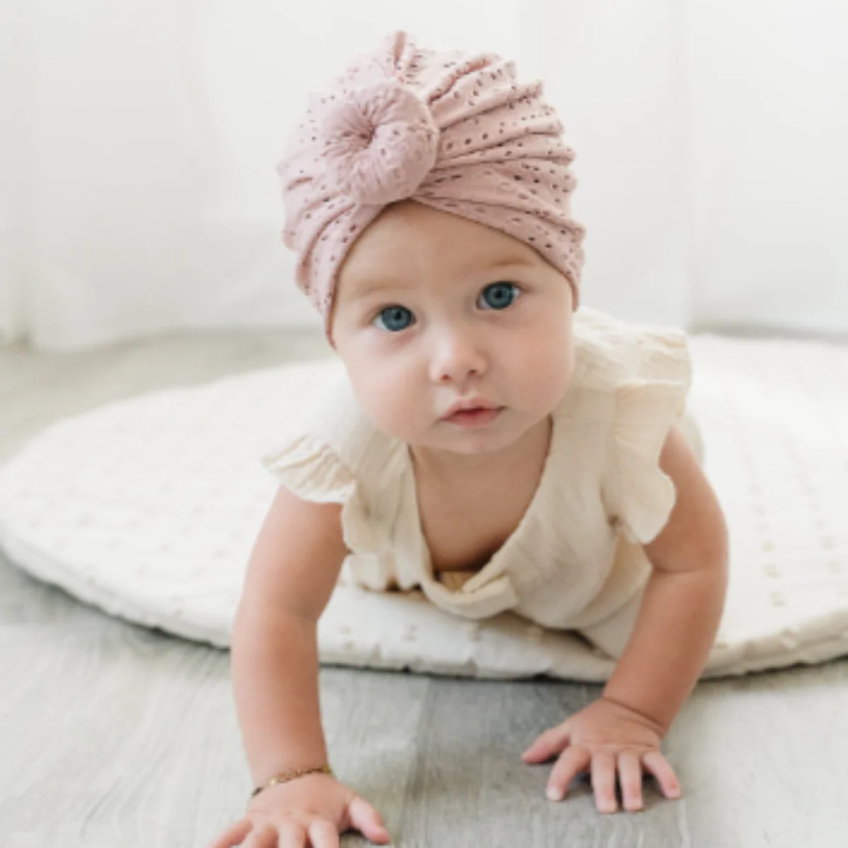 Eyelet Bun Baby Turban - Dusty Rose by Golden Dot Lane