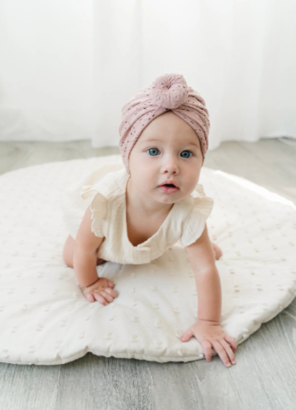 Eyelet Bun Baby Turban - Dusty Rose by Golden Dot Lane - Image 3