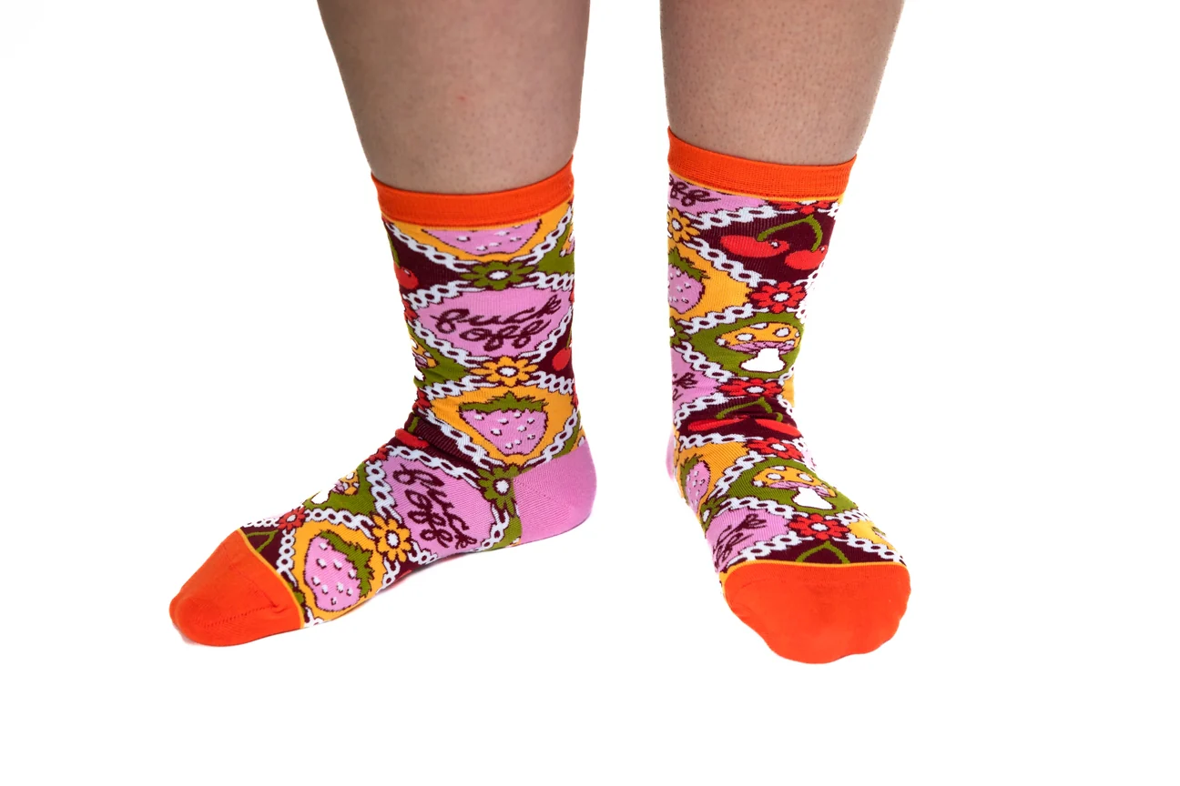 F* Off Retro - Women's Crew Retro Socks by Yellow Owl Workshop - Image 2
