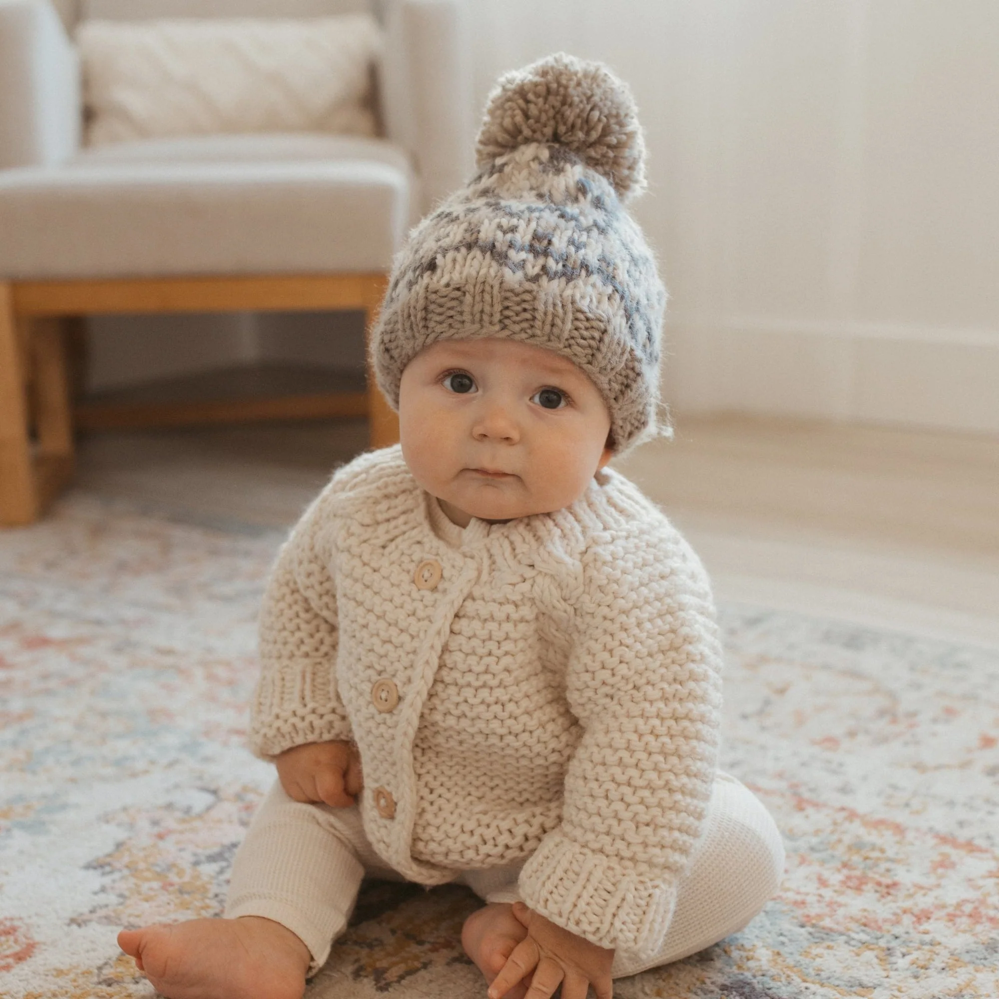 Fairisle Knit Hat - Pebble Brown by Huggalugs - Image 2