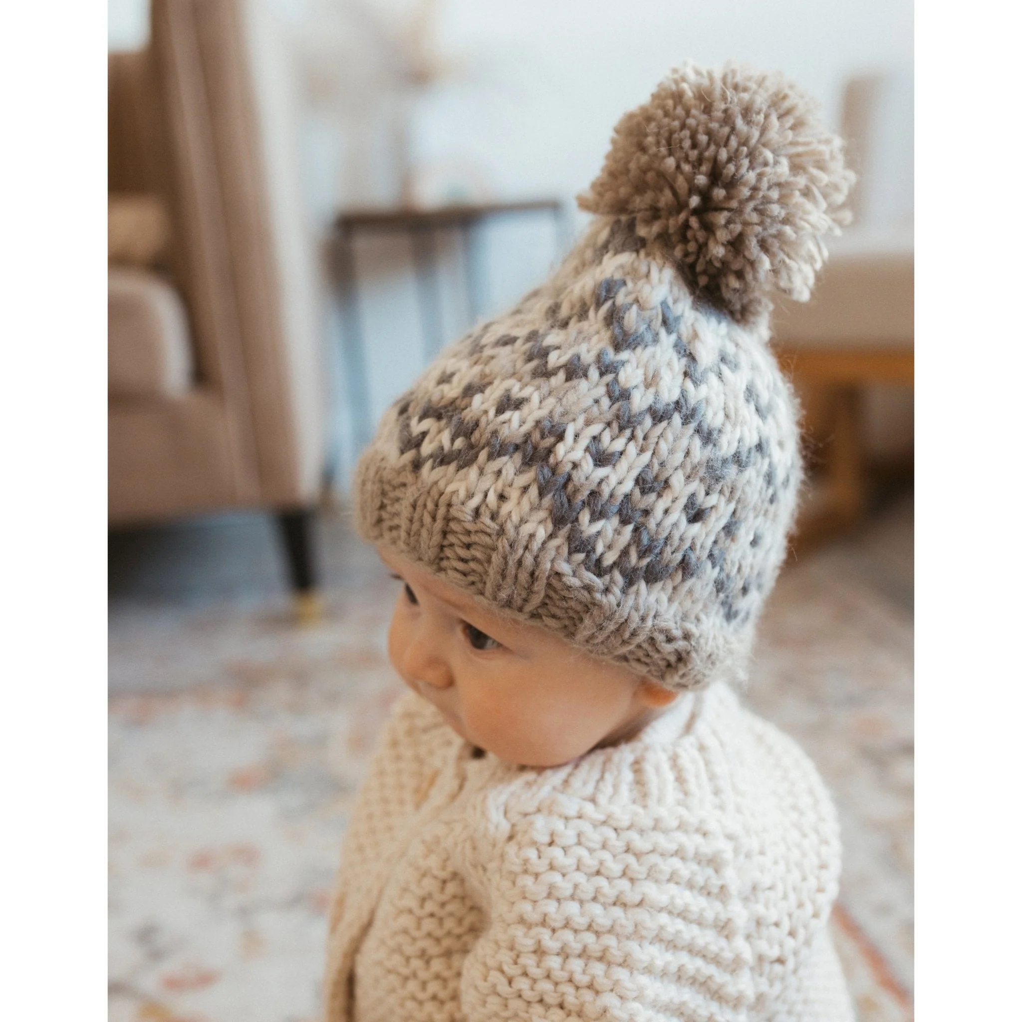 Fairisle Knit Hat - Pebble Brown by Huggalugs - Image 4