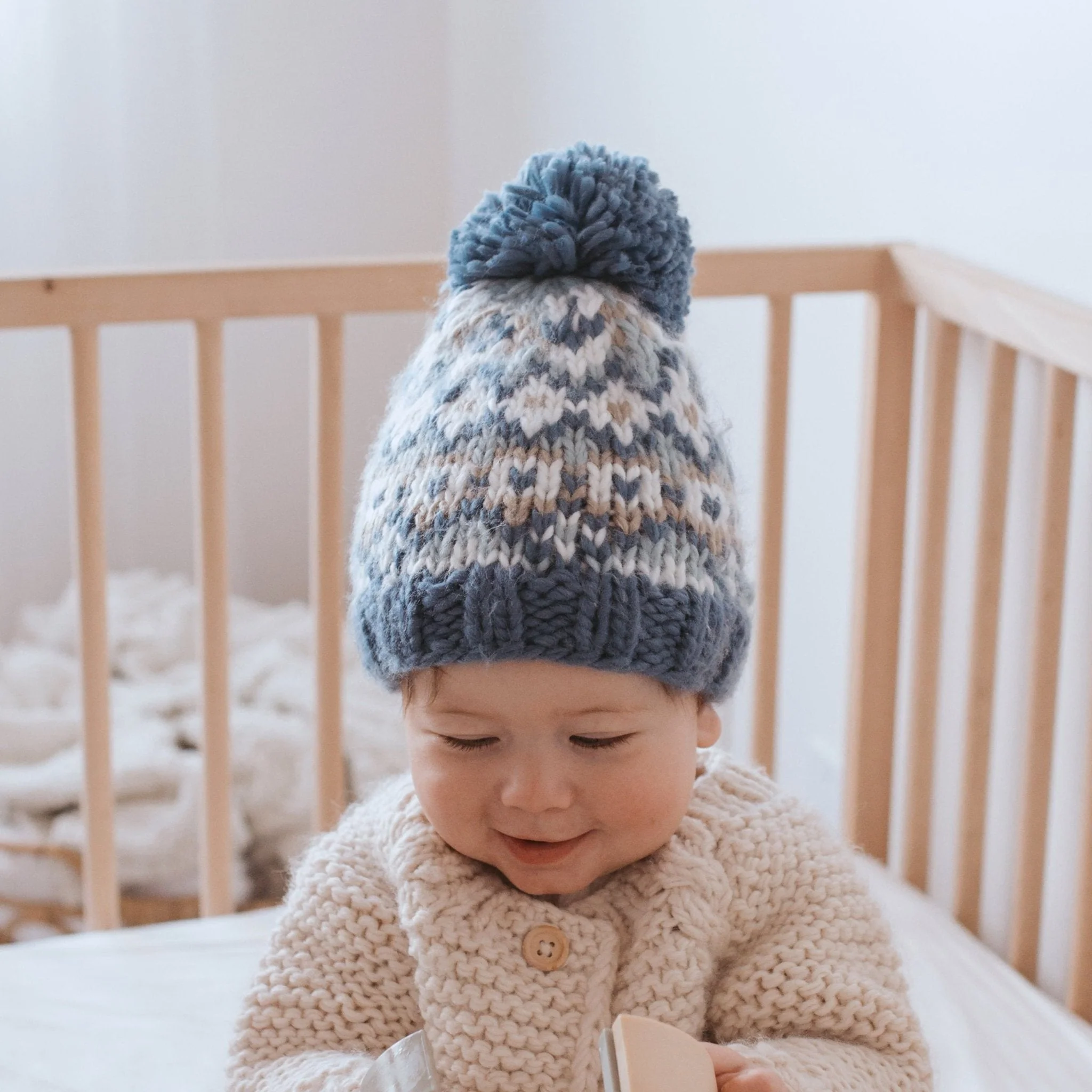 Fairisle Knit Hat - Slate by Huggalugs - Image 5