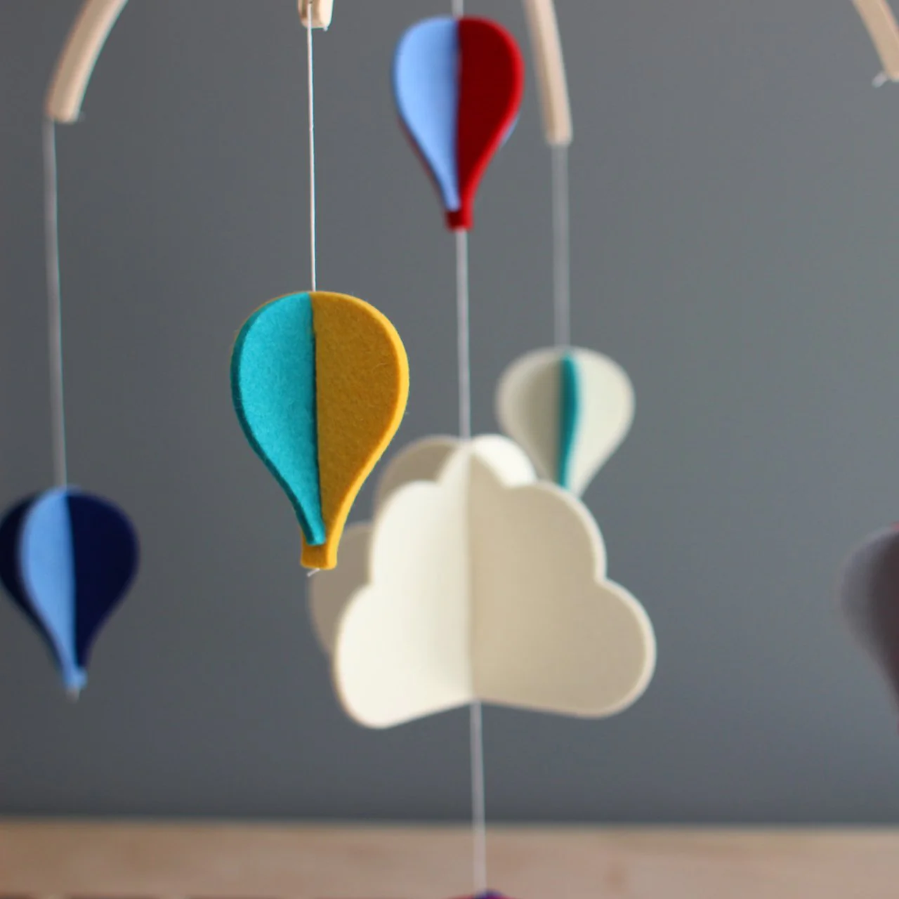 Felt Mobile - Rainbow Hot Air Balloons by Dundry Hill - Image 4