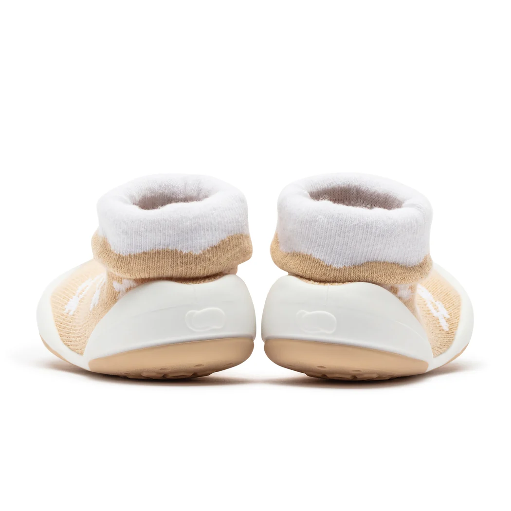 First Walker Baby Sock Shoes - Daisies - Latte by Komuello - Image 5