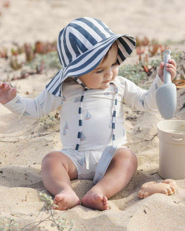 Floppy Swim Hat - Navy Stripe by Rylee + Cru - Image 2