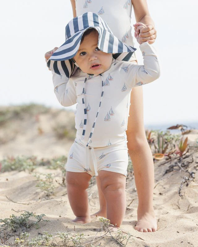 Floppy Swim Hat - Navy Stripe by Rylee + Cru - Image 3