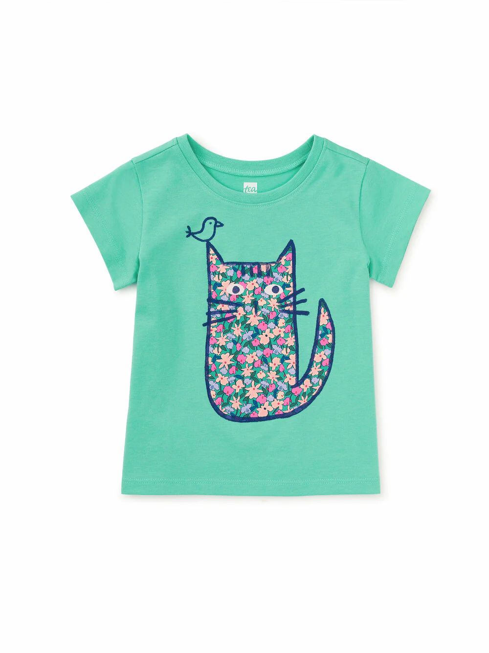 Floral Cat Graphic Tee - Turquesa by Tea Collection - FINAL SALE - Image 2