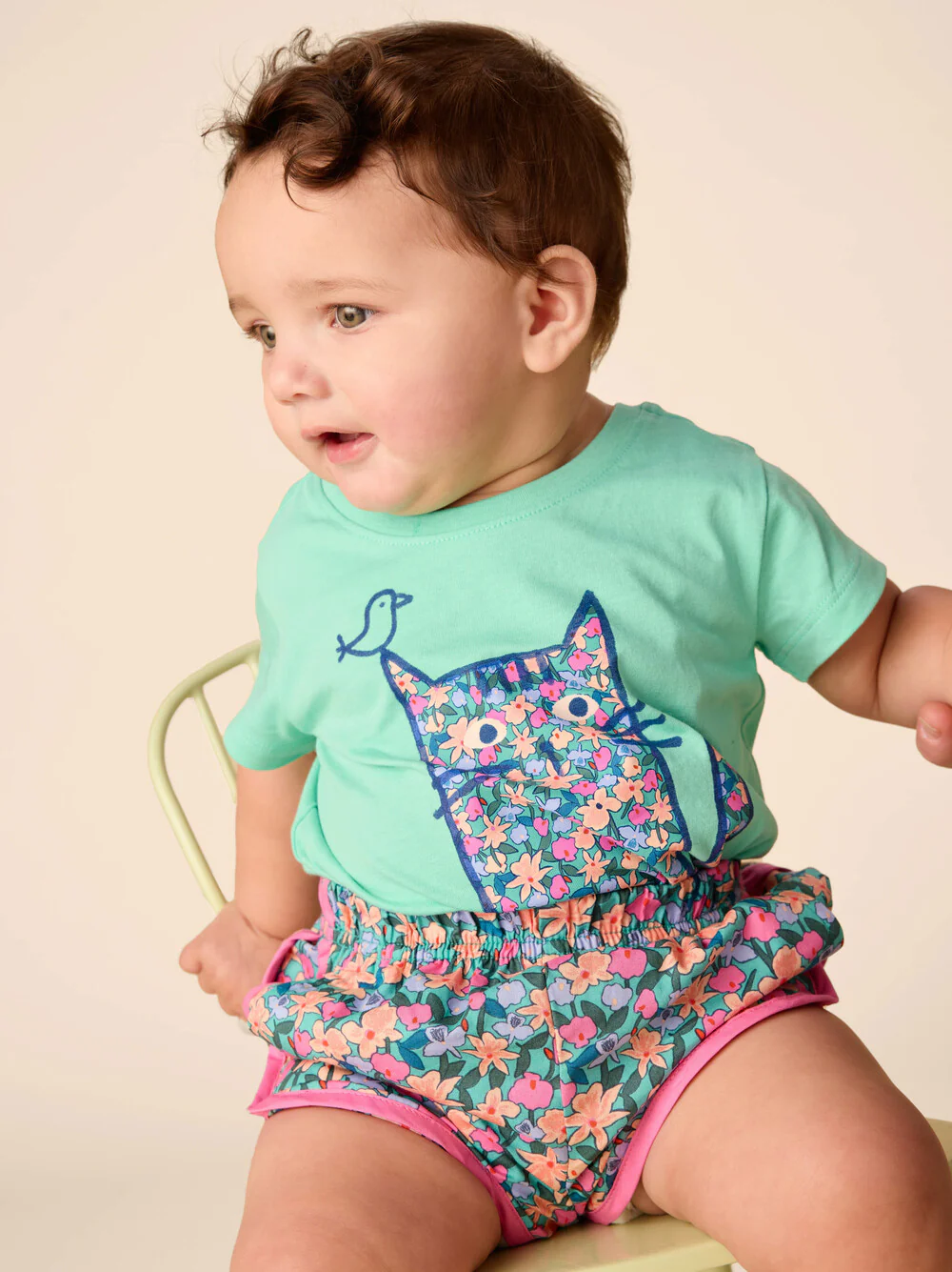 Floral Cat Graphic Tee - Turquesa by Tea Collection - FINAL SALE - Image 6
