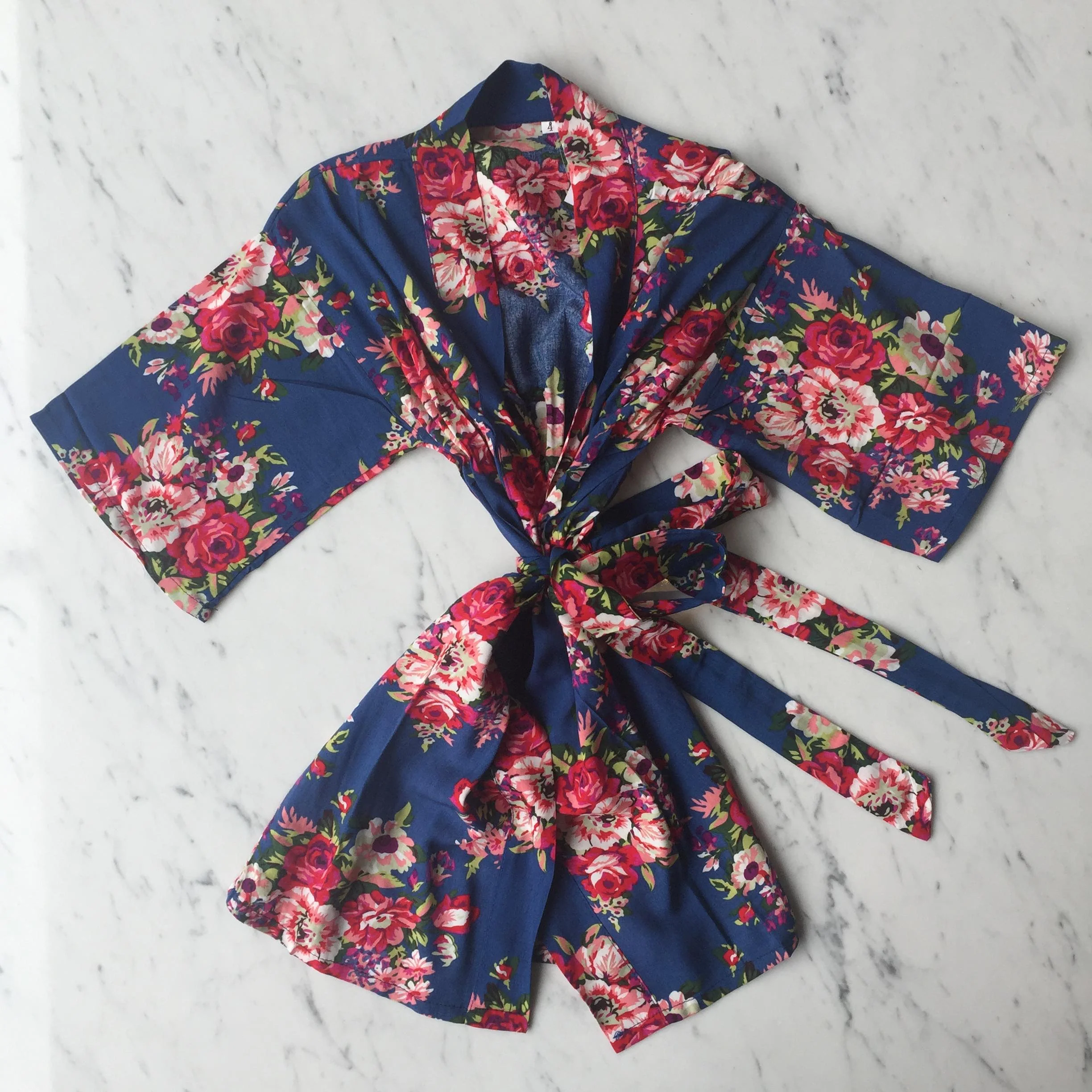 Kids Robe (3-5Y) - Mabel Floral Blue by May and Joy - Image 2