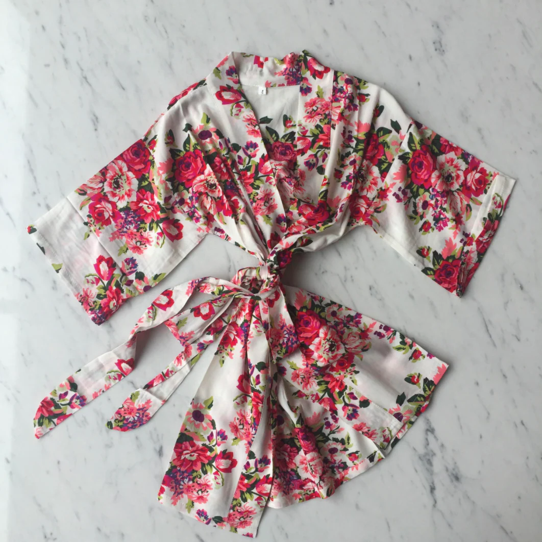 Kids Robe (3-5Y) - Mabel Floral Ivory by May and Joy - Image 2
