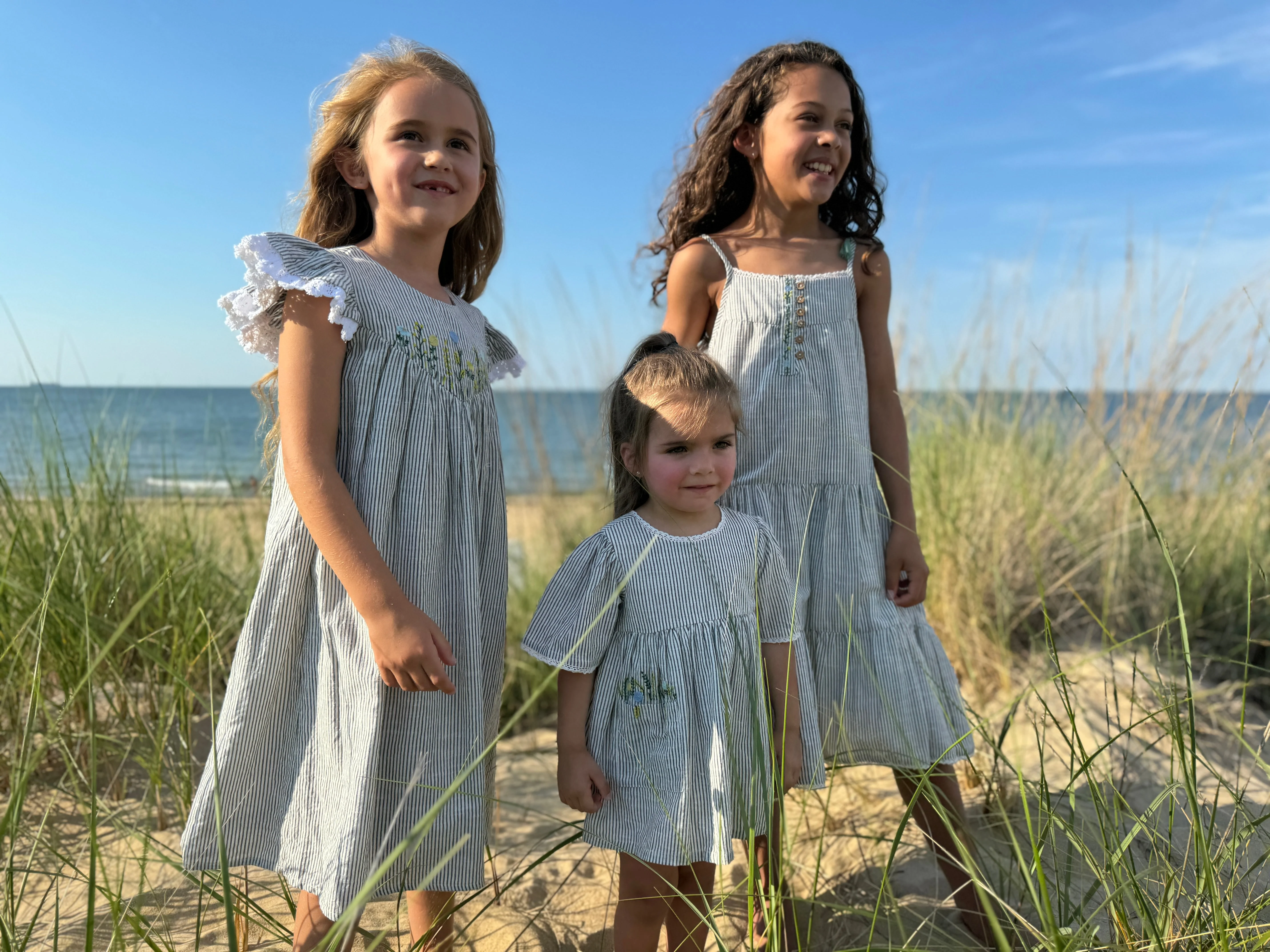 Flower Pocket Dress - Grey Stripe by Poppet & Fox - Image 4