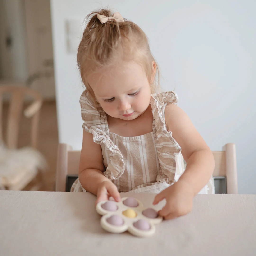 Flower Press Toy - Soft Lilac/Daffodil/Ivory by Mushie & Co - Image 3