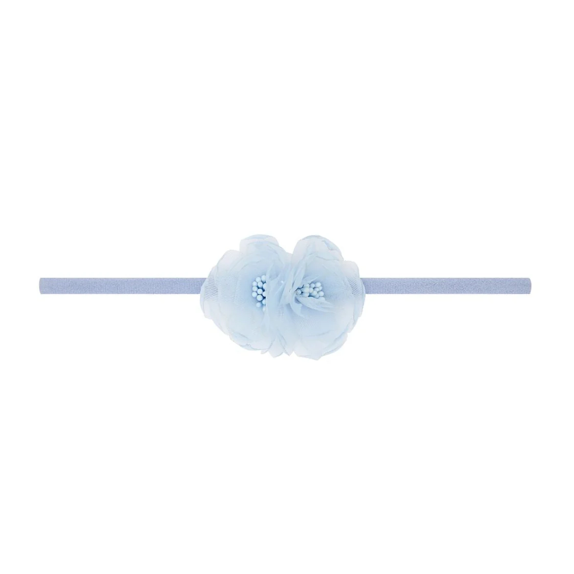 Flower Skinny Soft Nylon Headband - Magnolia Dusty Blue by Baby Bling
