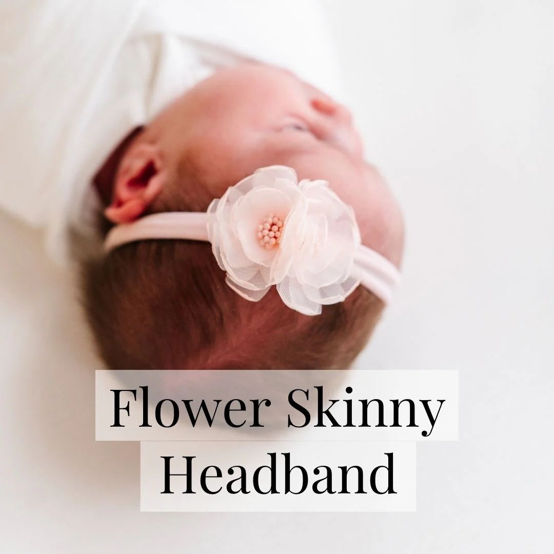 Flower Skinny Soft Nylon Headband - Magnolia Dusty Blue by Baby Bling - Image 4