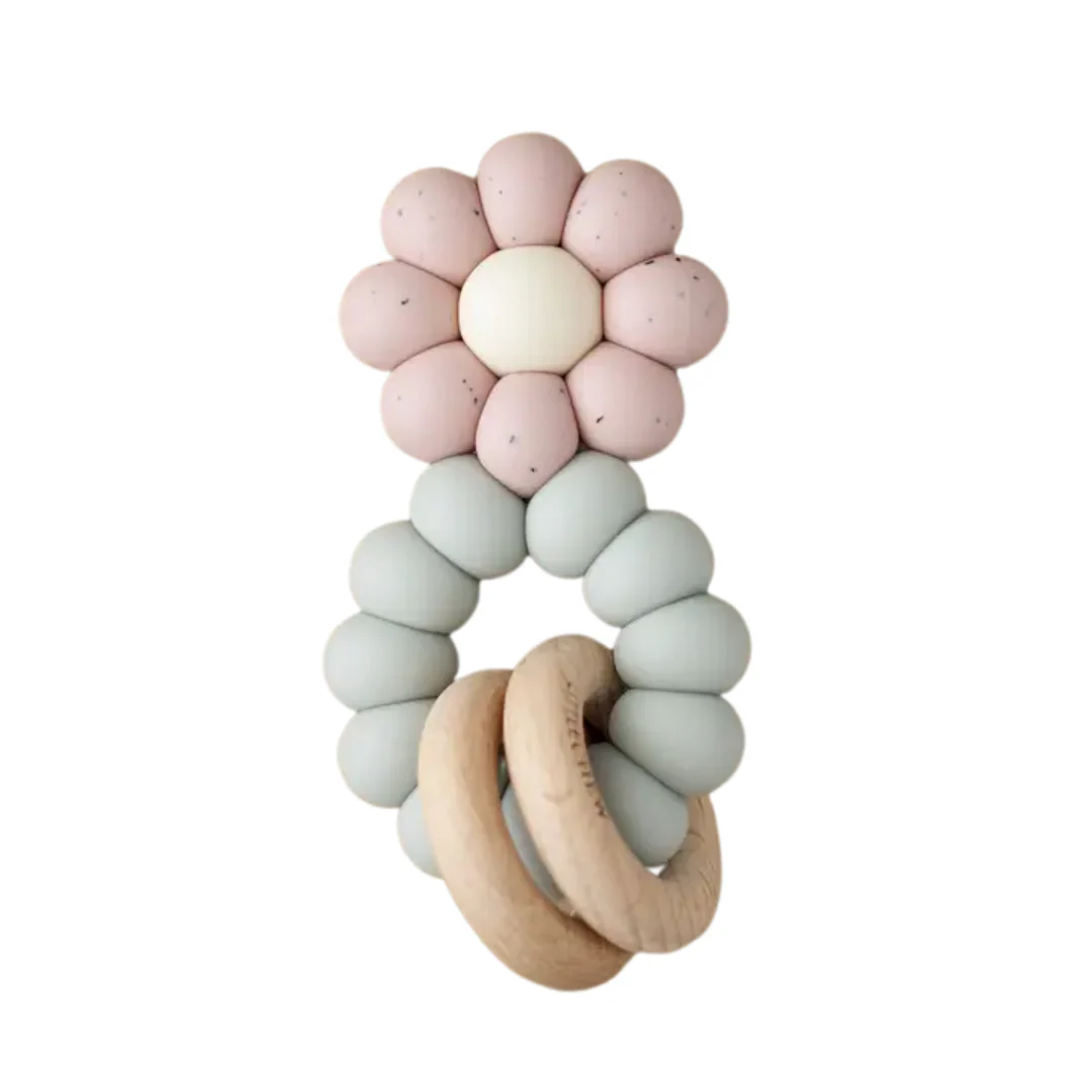 Flower Teether - Chamomile/Speckled Rose by Little Chew
