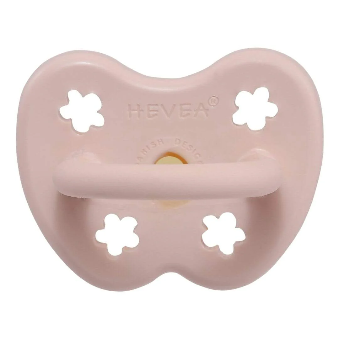Flower Round Natural Rubber Pacifier - Powder Pink by Hevea - Image 2