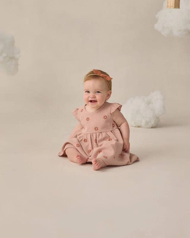 Flutter Sleeve Dress - Pink Daisy by Quincy Mae - Image 3