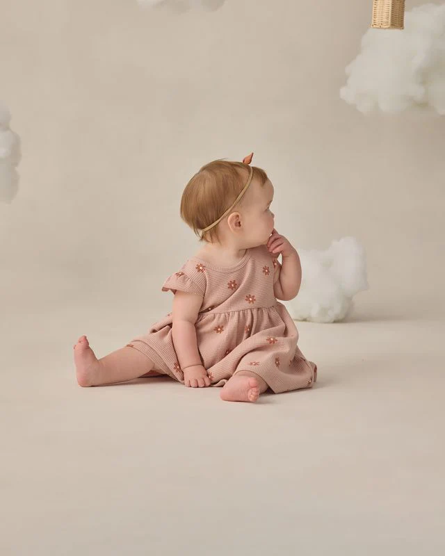 Flutter Sleeve Dress - Pink Daisy by Quincy Mae - Image 4