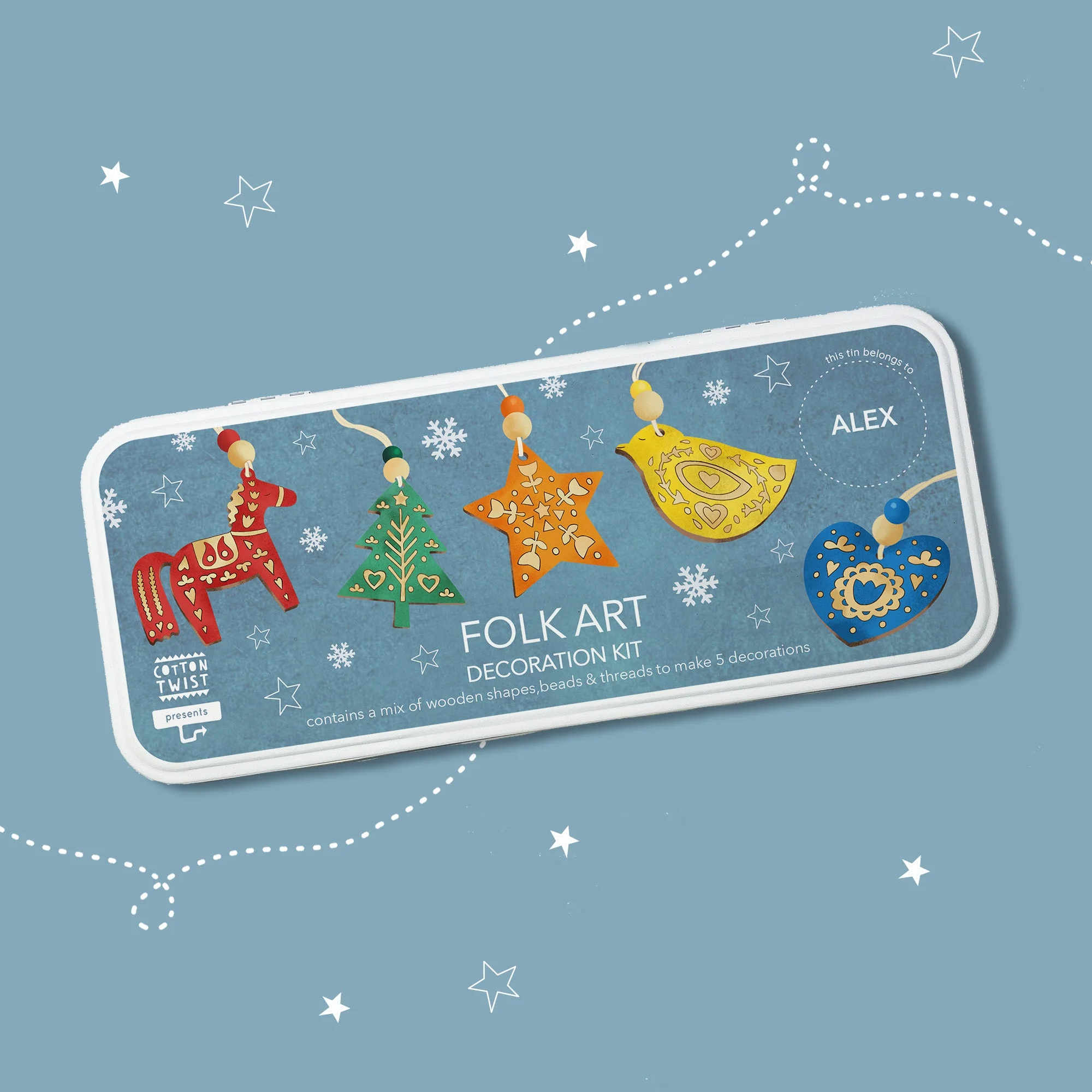 Folk Art Christmas Decoration Kit by Cotton Twist - Image 5