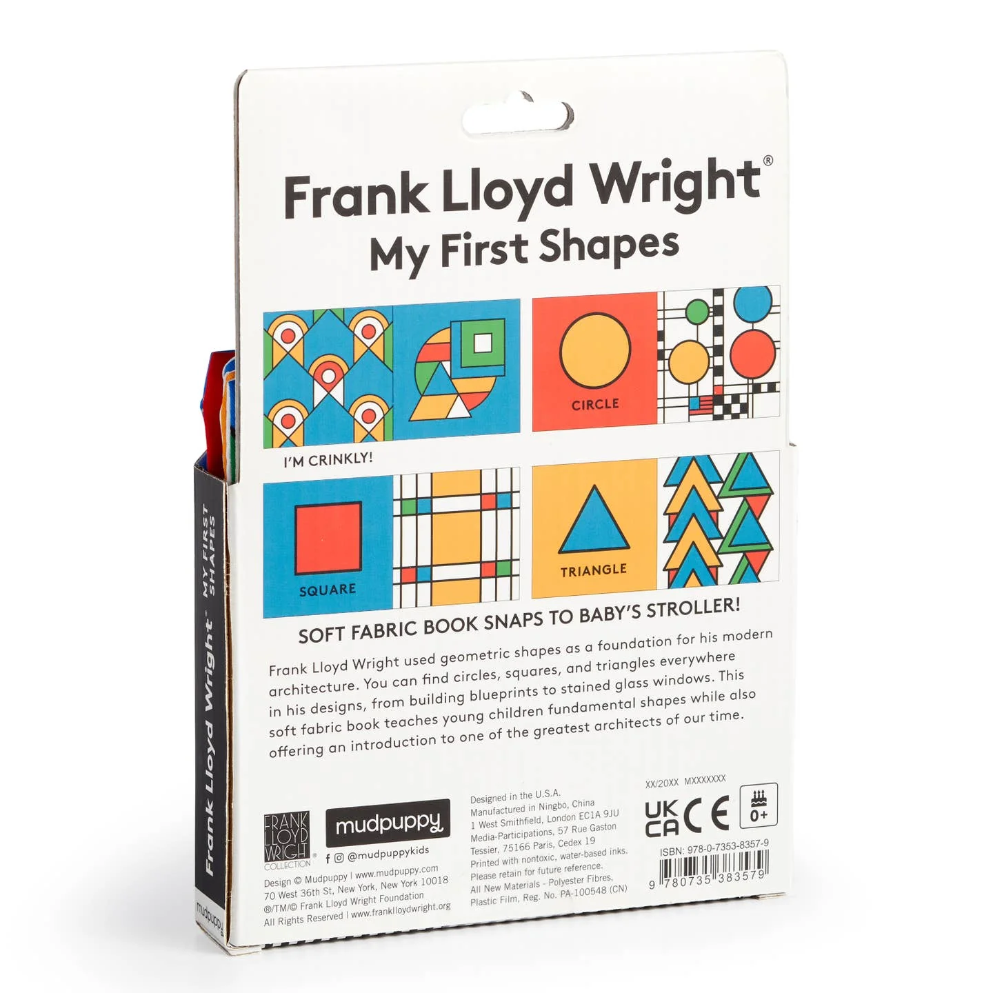 Frank Lloyd Wright My First Shapes Crinkle Fabric Stroller Book by Mudpuppy - Image 5
