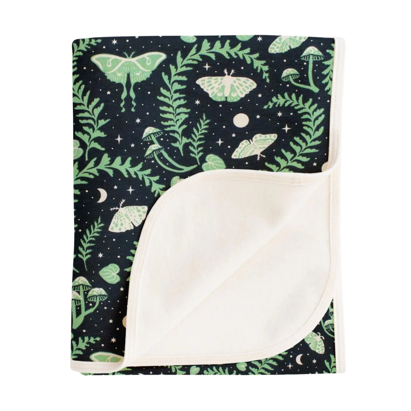 French Terry Blanket - Luna Moths Night Sky by Winter Water Factory