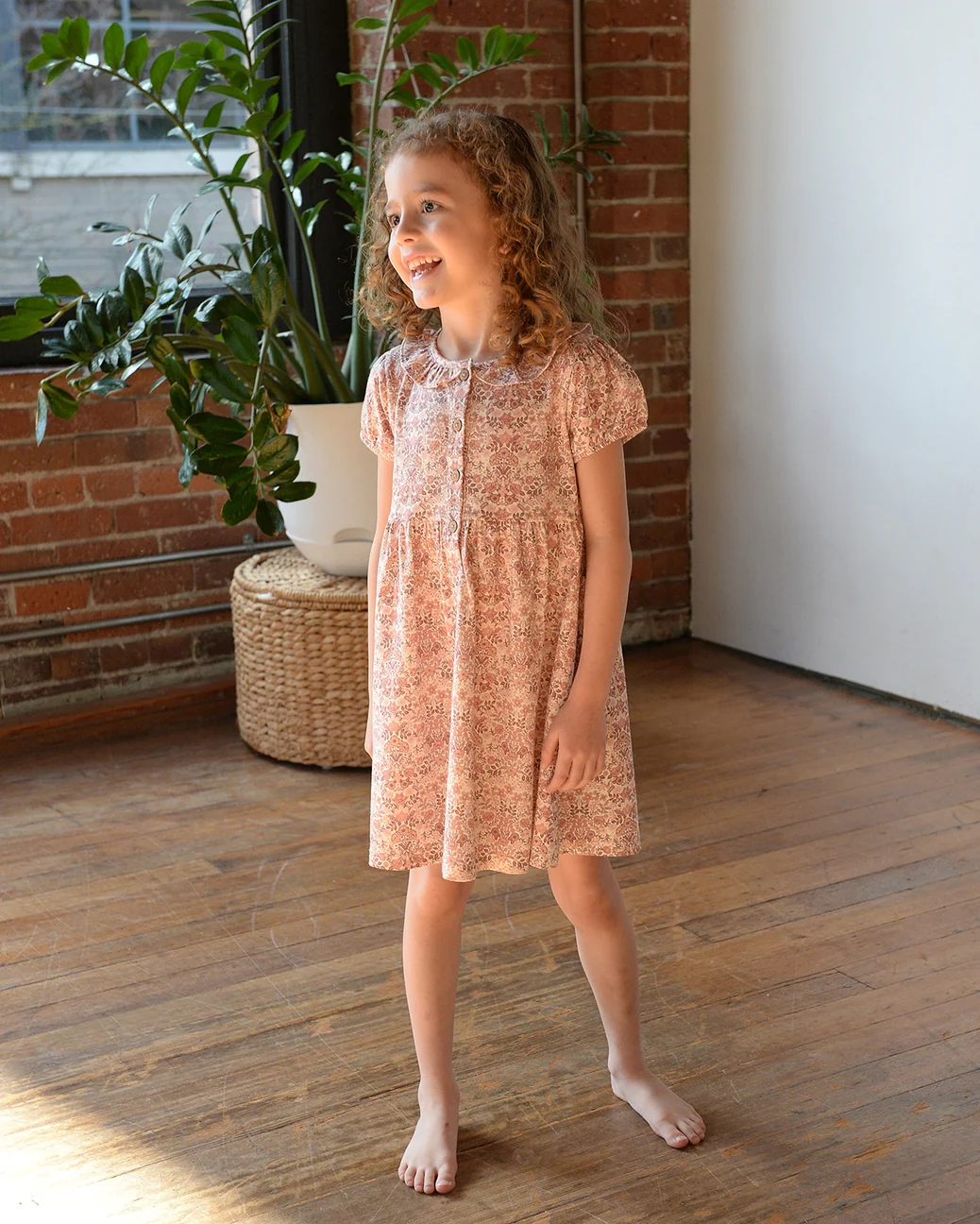 Frill Collar Puff Sleeve Dress - Spring Bouquet by City Mouse - Image 3