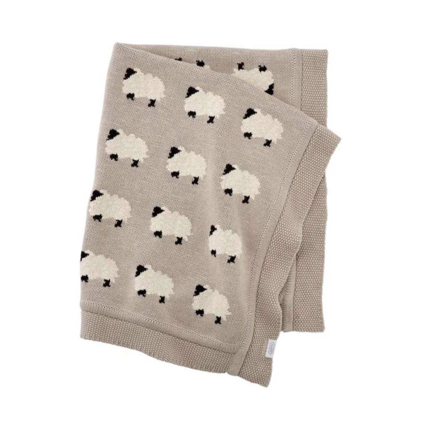 Organic Cotton Jacquard Knit Baby Blanket - Furry Sheep by Viverano Organics