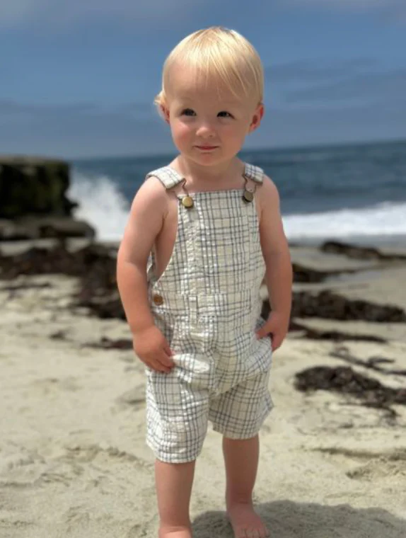 Galleon Overalls - Chambray/Cream Plaid by Me & Henry - Image 2
