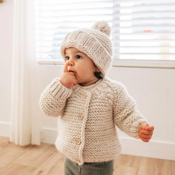 Garter Stitch Cardigan - Natural by Huggalugs - Image 5
