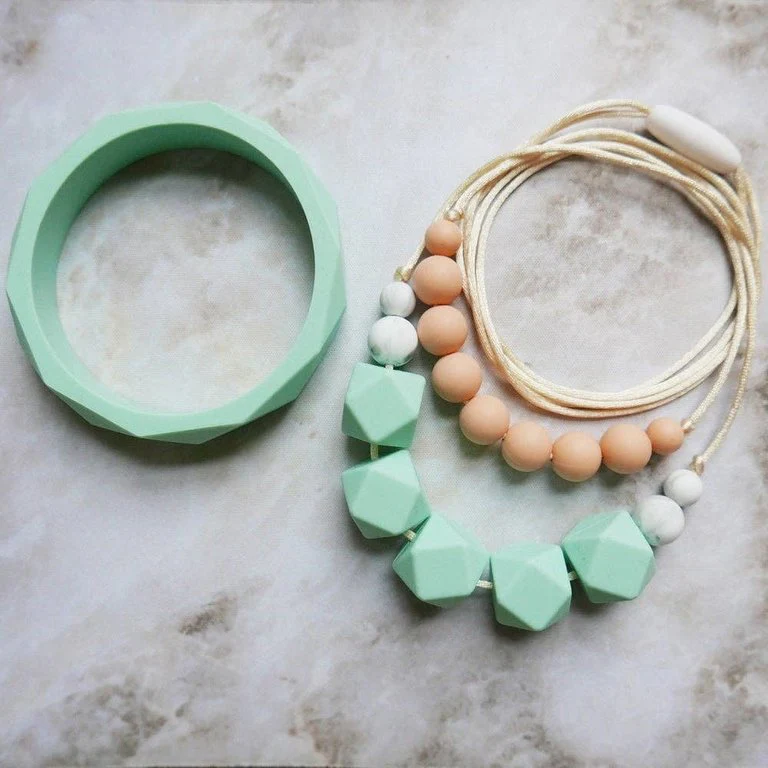 Geometric Silicone Teething Bangle/Bracelet by East London Baby Co - Image 3