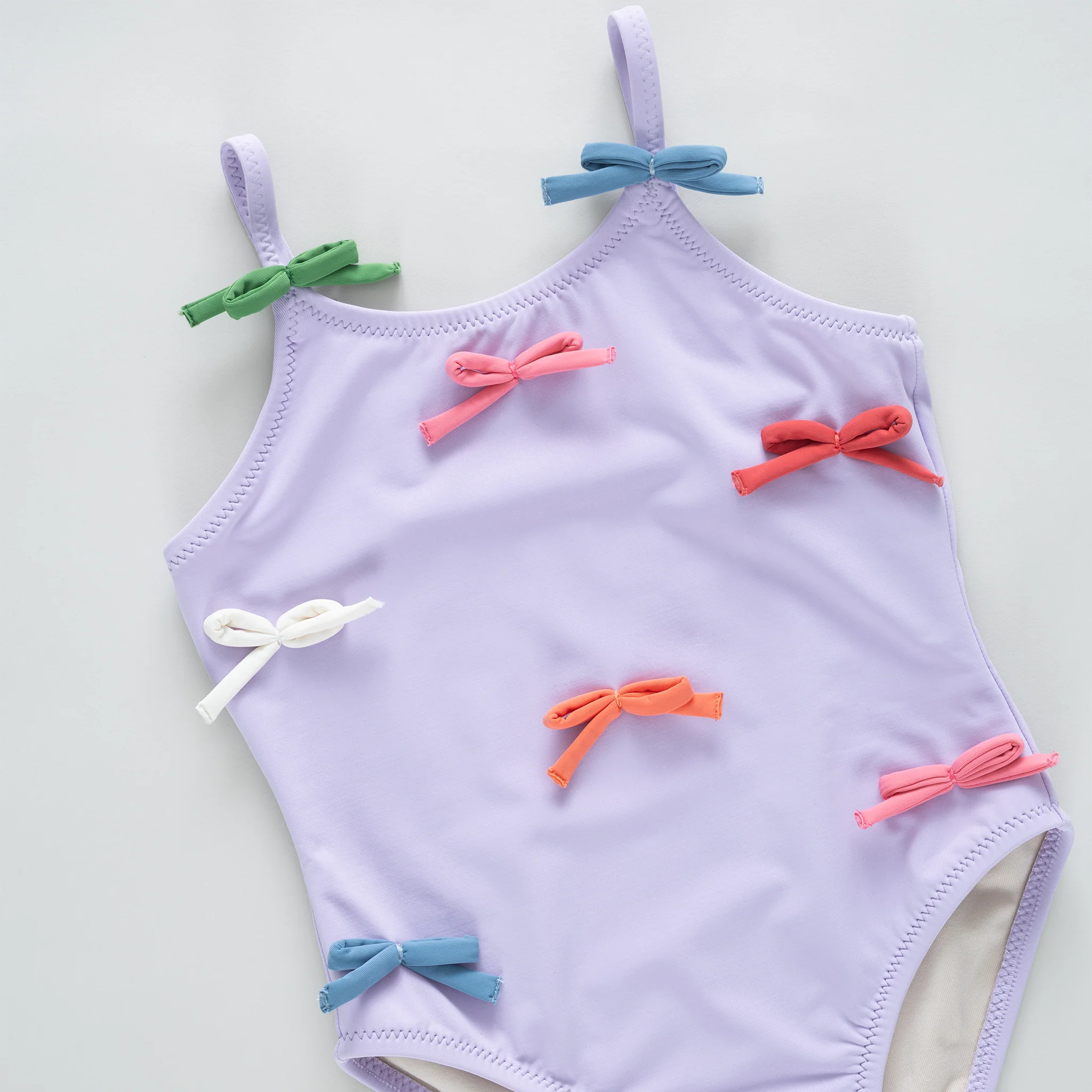Girls Lottie Suit - Lavender Multi Bow Applique by Pink Chicken - Image 4