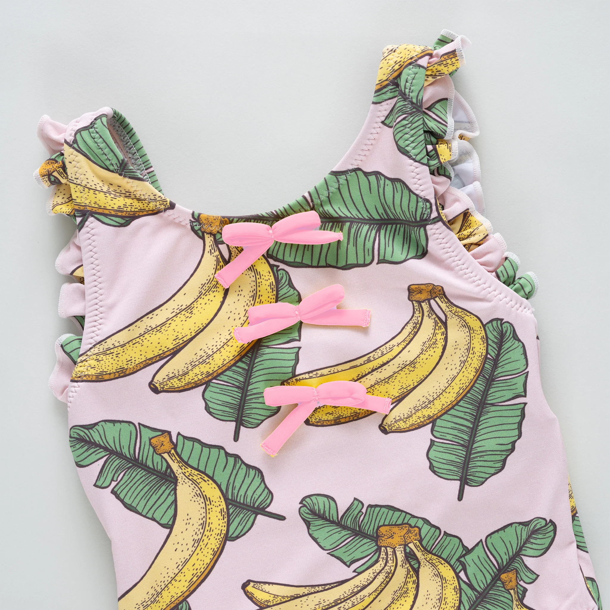 Girls Sylvie Bow Suit - Pink Banana Leaves by Pink Chicken - Image 3