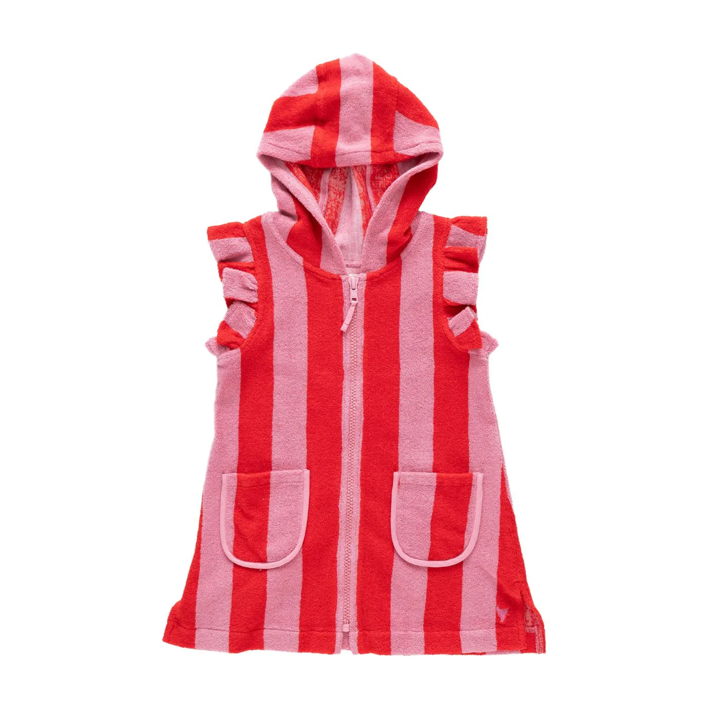 Girls Terry Coverup - Pink Red Stripe by Pink Chicken