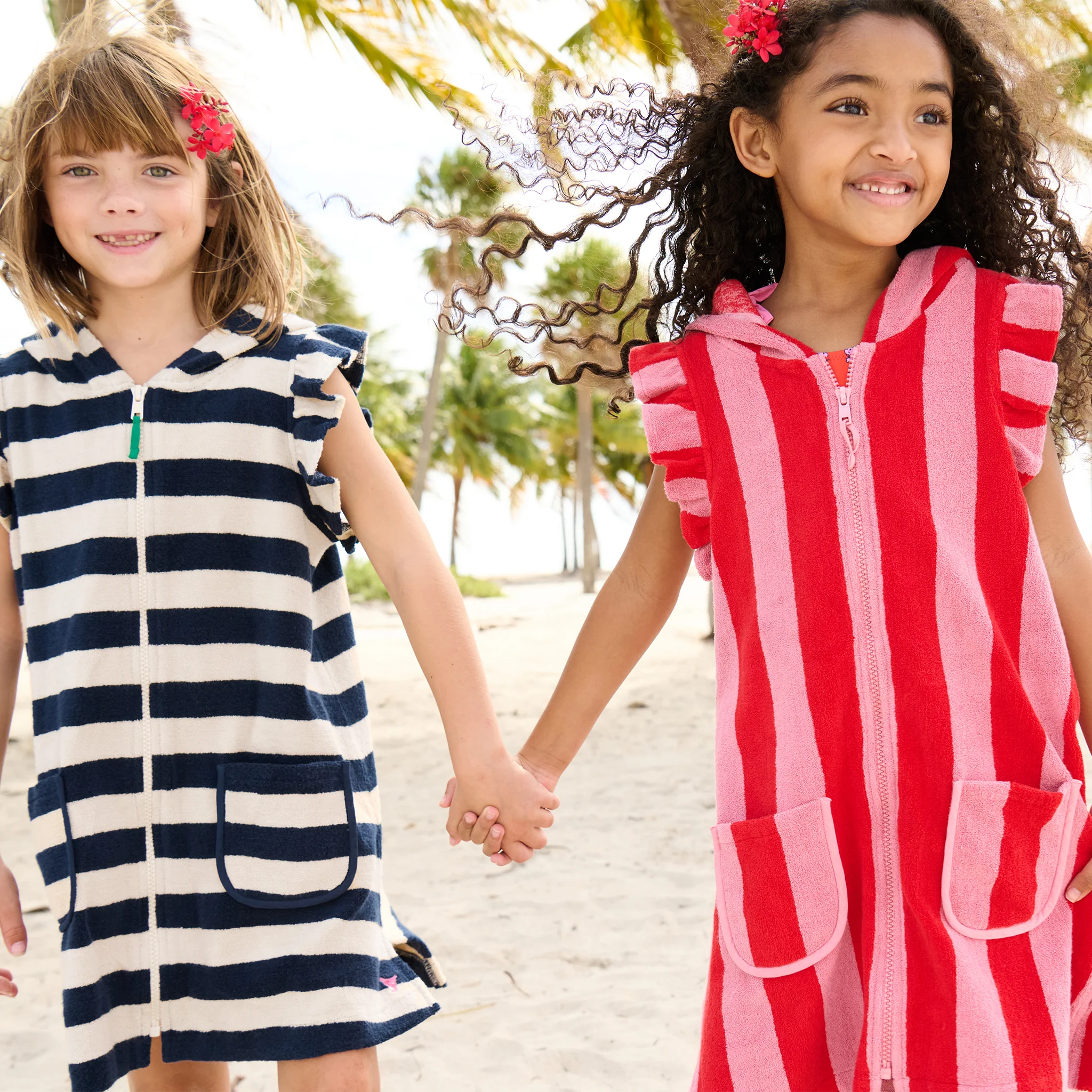 Girls Terry Coverup - Pink Red Stripe by Pink Chicken - Image 2