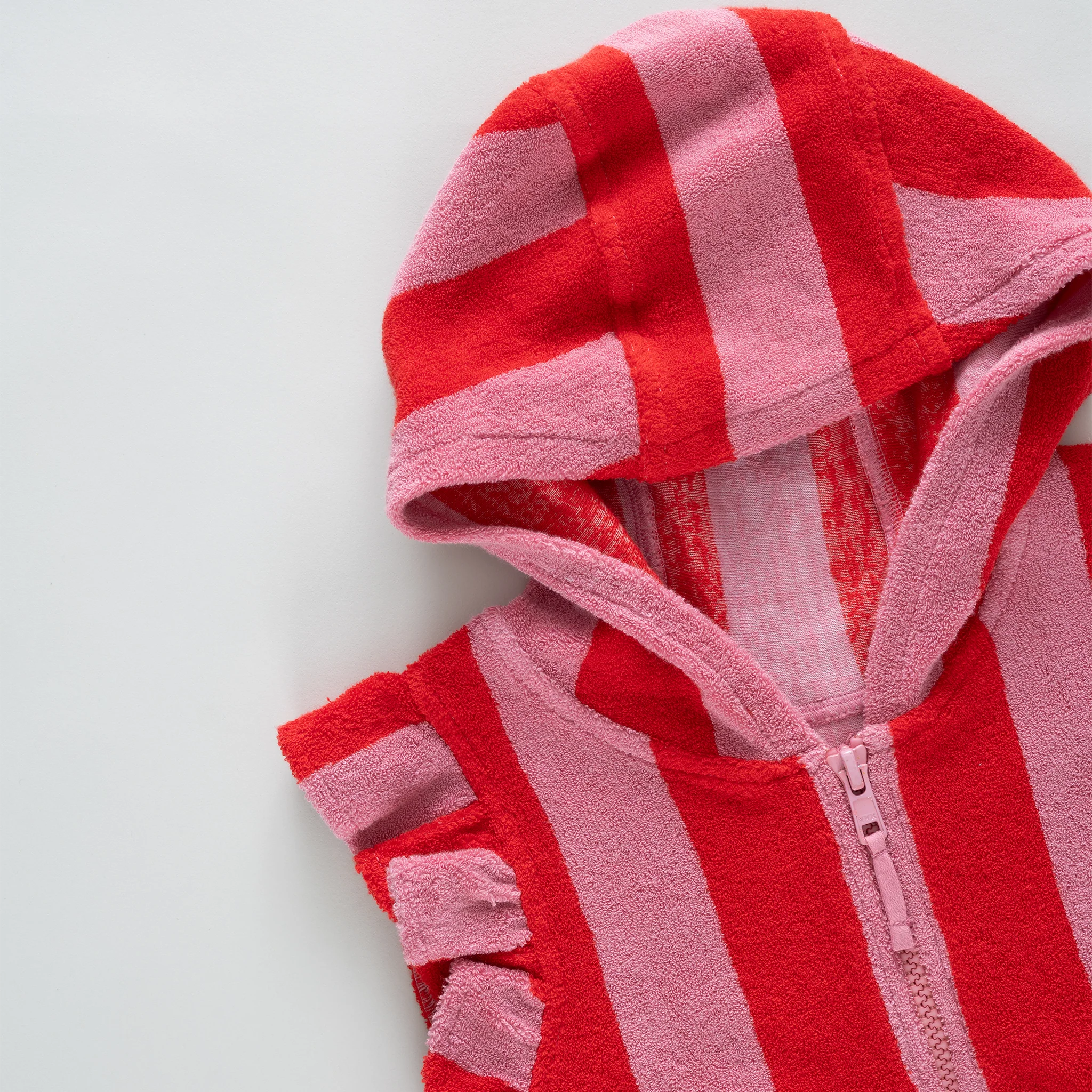 Girls Terry Coverup - Pink Red Stripe by Pink Chicken - Image 4