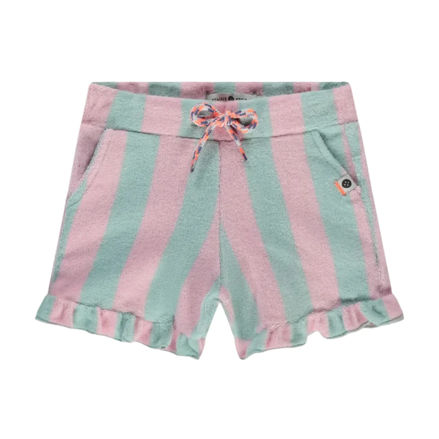 Girls Terry Stripe Shorts - Pink/Mint by Babyface