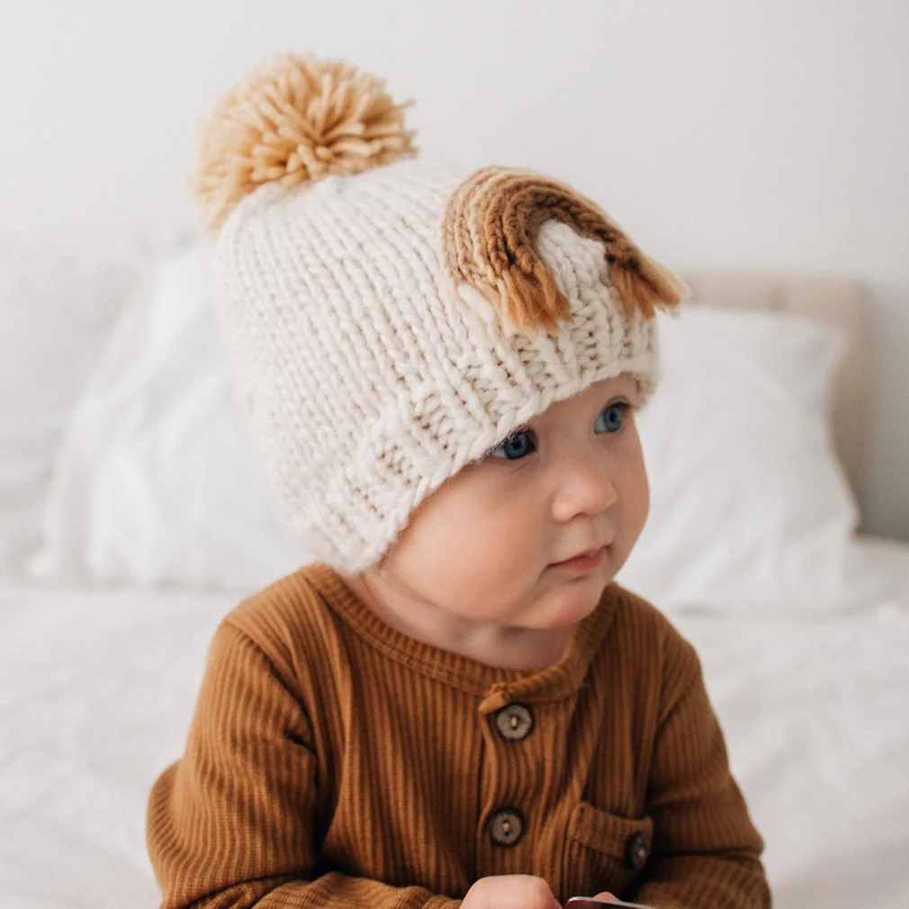 Gold Rainbow Knit Beanie Hat by Huggalugs - Image 3