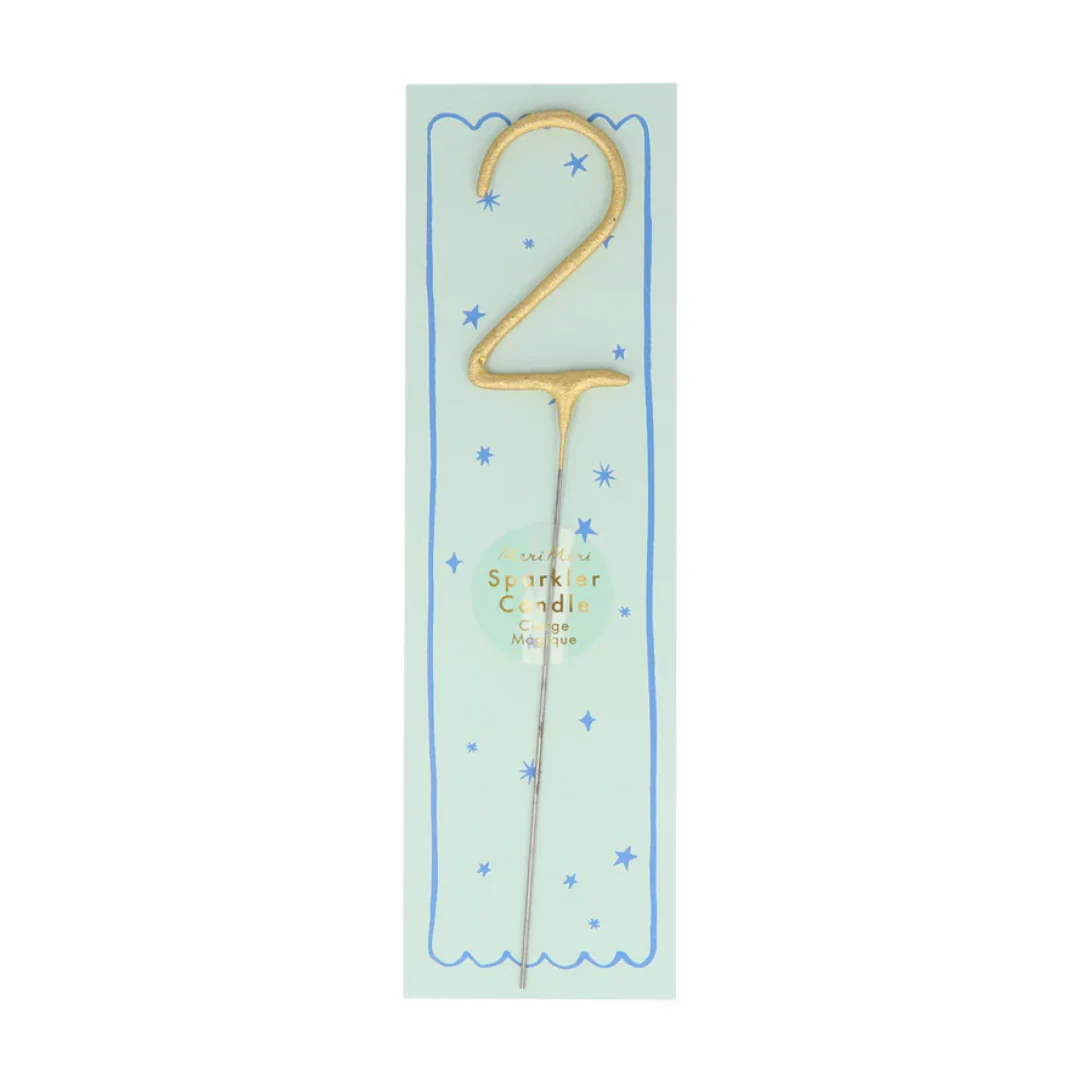 Gold Sparkler Number Candle by Meri Meri - Image 2
