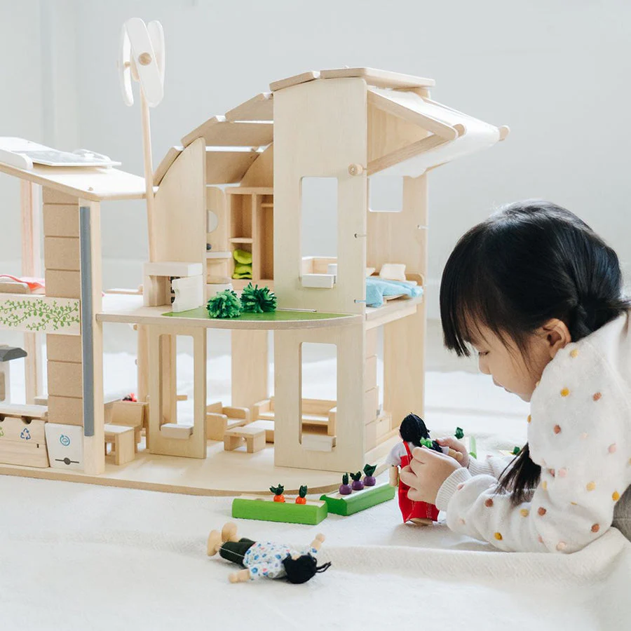 Green Dollhouse with Furniture by Plan Toys - Image 3