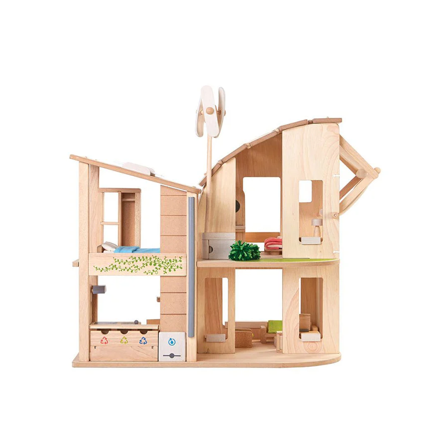 Green Dollhouse with Furniture by Plan Toys - Image 9