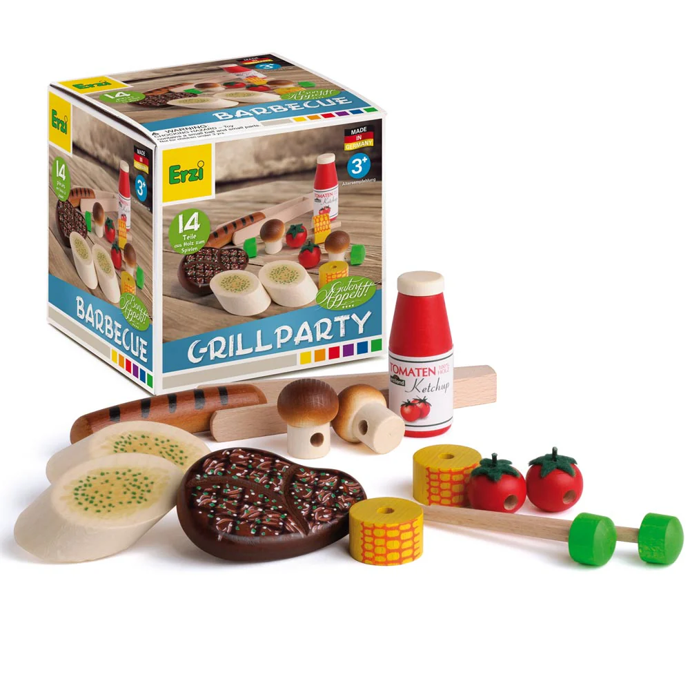 Grill Party Wooden Play Food Set (14 Pieces) by Erzi - Image 3