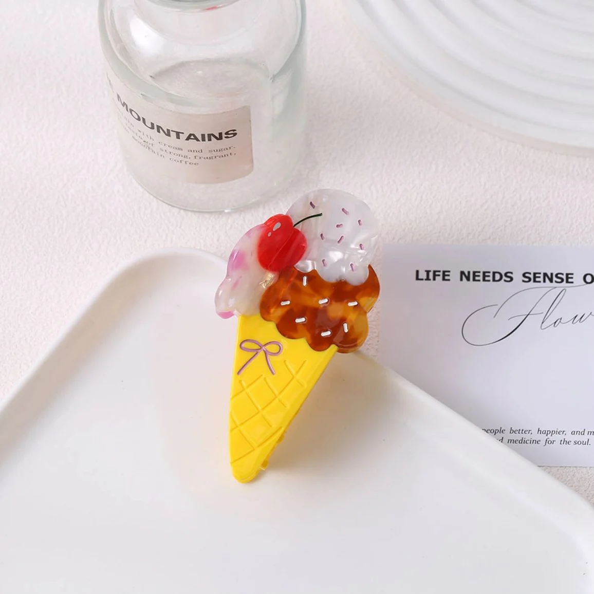 Hair Claw Clip - Ice Cream with Cherry by Bewaltz - Image 2