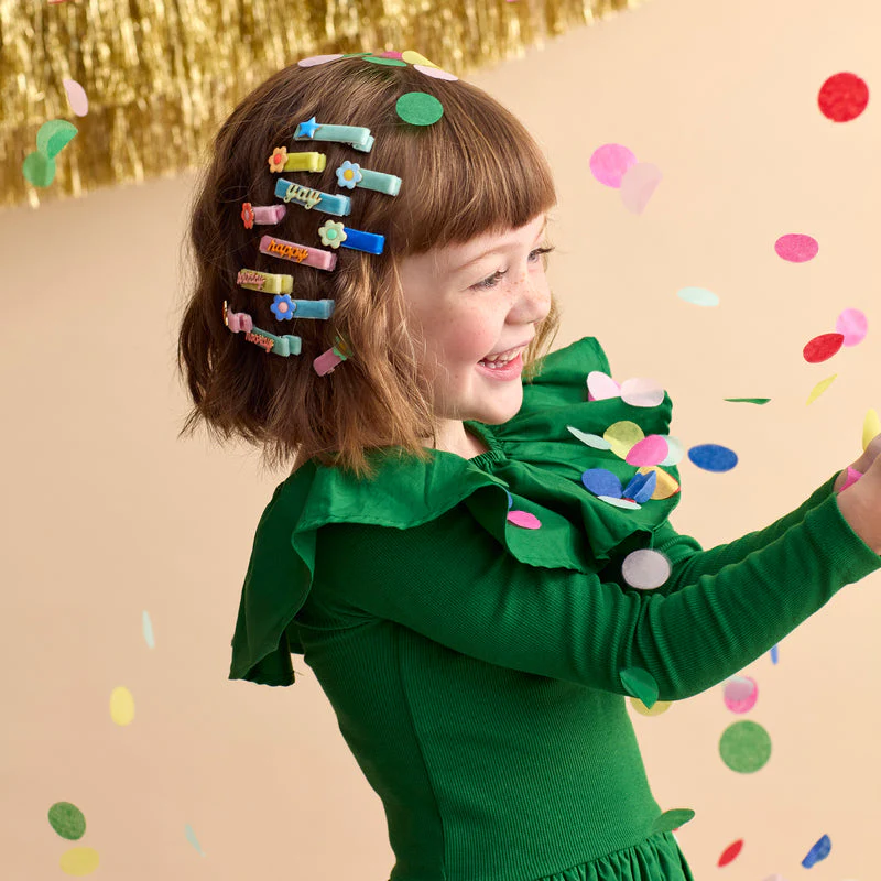 Happy Birthday Enamel Hair Clips - Set of 6 by Meri Meri - Image 2