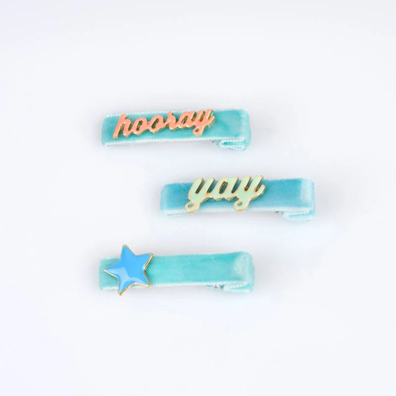Happy Birthday Enamel Hair Clips - Set of 6 by Meri Meri - Image 5